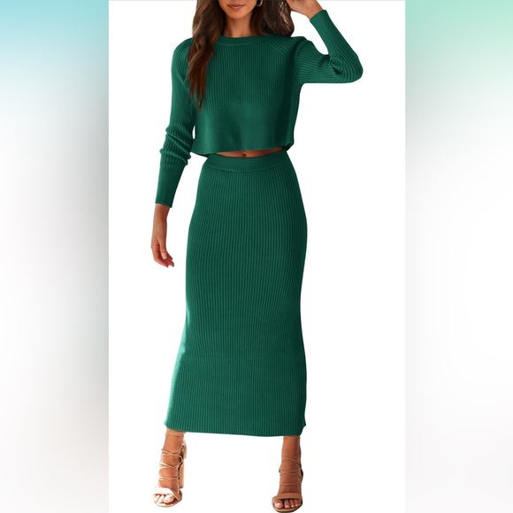 Pretty Garden Dresses & Skirts - Women’s TWO piece sweater set. Rib knit long sleeve crop top. Maxi Bodycon skirt